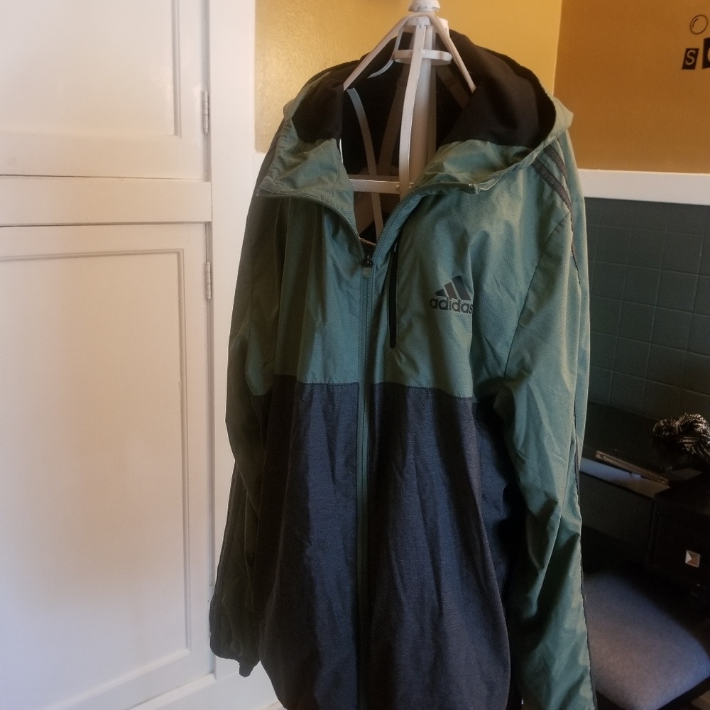 Adidas Womens XL green and grey windbreaker
